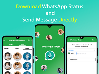 WhatsApp Status Downloader and Messenger App app branding design graphic design illustration logo mobile ui ux vector
