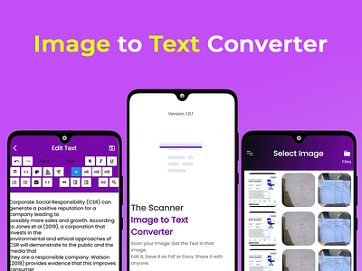 Converting Image to Text App app branding design graphic design illustration logo mobile ui ux vector