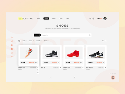 Clothing shop landing page