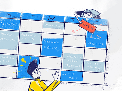 How to Improve Your Meetings illustration agenda blogpost calendar invitation meeting meetings office schedule tooploox work