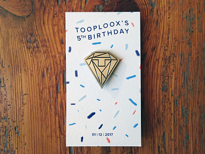 Tooploox's 5th birthday celebration pin! bagde embossed engraved metal pin tooploox wrocław
