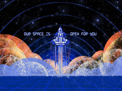 Tooploox Open Office 2018 galaxy illustration retro rocket space texture tooploox wrocław