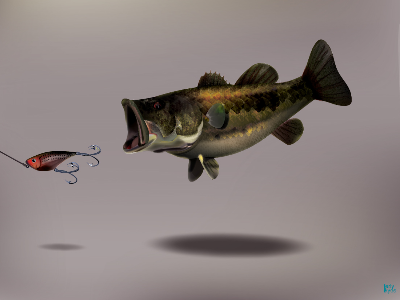 Taxidermy bass fish fishing realistic vector