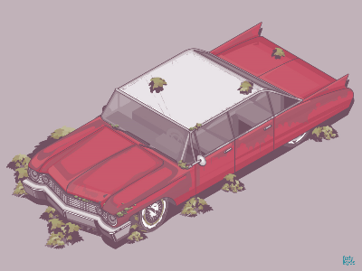 El Dorado (1960) american muscle autumn cadillac car classic diecast fall isometric rusty vector wreck