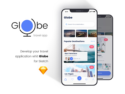 Globe - Travel app clean clean app clean app design design globe ios iphone x iphone xs modern travel travel app ui ui ux design user interface