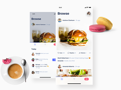 Social iOS App clean design figma food food app ios modern recipe sketch social social app ui ui kit user interface web