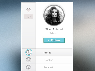 Olivia Profile design profile rebound ui web widget