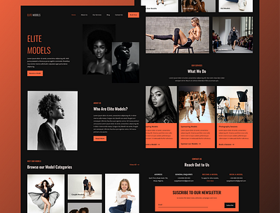 Model Agency Website dark mode landing page dark mode website landing page landing page design model agency modelling ui design