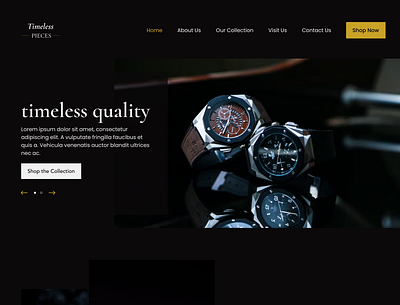 E-commerce landing page dark mode landing page dark mode website e commerce landing page e commerce page landing page ui design watch page wristwatch website