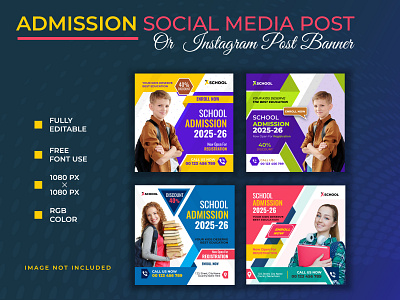 SCHOOL ADMISSION SOCIAL MEDIA POST OR INSTAGRAM POST BANNER