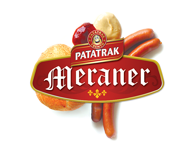 Patatrak Meraner food label logo logo design meraner patatrak reifestömung