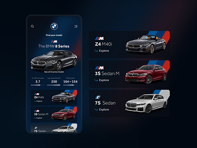 The BMW 8 Series | Choice your model app app design application car car app card cardboard cards cards design cards ui product ui uidesign uiux uxdesign