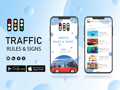 Traffic Rules and Signs Mobile App adobe xd project andorid app branding graphic design mobile app design traffic app tsafety rules app ui ui project uiux