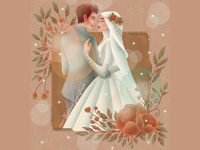 Wedding Illustration art artwork beautiful couple cute design digital art digital painting drawing dress fashion flowers girl happy illustration love pretty romance style wedding