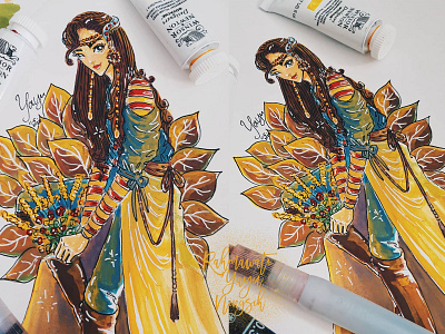 Coachella Bride Gouache Illustration