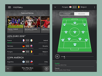 Commentary Streaming Concept for Spotify football mobile soccer spotify ui ux