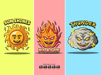 Sun Fire Cloud Mascot Logo Illustration
