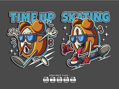 Alarm Clock Mascot Illustration alarm artwork branding cartoon character clock clothing design esport graphic design illustration logo mascot panic run skateboard time ui vector