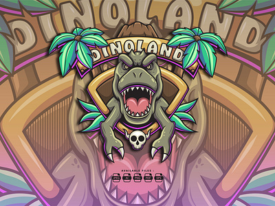 Dinoland Mascot Logo Illustration animals artwork badge branding cartoon clothing design dinoland dinosaur esport graphic design illustration jurassic kids logo mascot tshirt ui vector