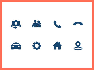 Elderly Assisance App Iconography assist cab camera car home icon design iconography icons ios location phone settings