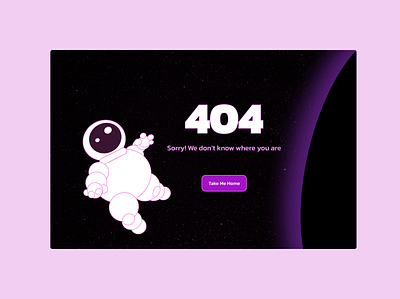 Daily UI #008 - 404 404 astronaut daily ui lost in space pink black pink purple black