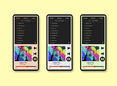 Daily UI #009 - Player daily ui fka twigs mobile app music app music player player uiux