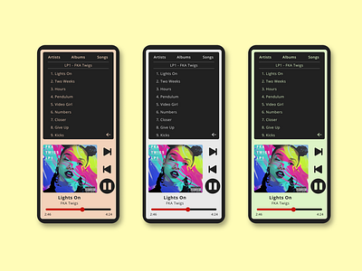 Daily UI #009 - Player daily ui fka twigs mobile app music app music player player uiux