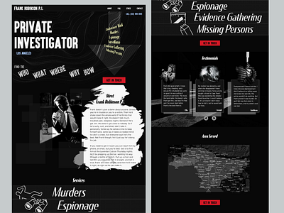 Noir Private Investigator Site Design business design fiction fictional film noir p.i. private investigator site ui ui design website