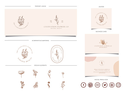 Cultivation Flower Company Botanical Logo Branding kit branding graphic design logo