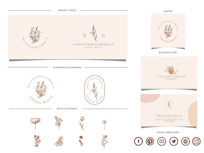 Cultivation Flower Company Botanical Logo Branding kit