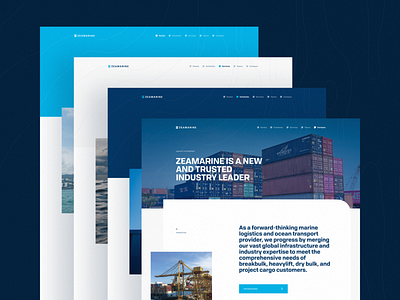 Header System | Zeamarine blue color editorial header hero landing page layout ui web web design website