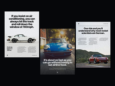 Porsche Print Ads bold cars classic copywriting editorial german graphic design headlines layout retro swiss typogaphy vintage