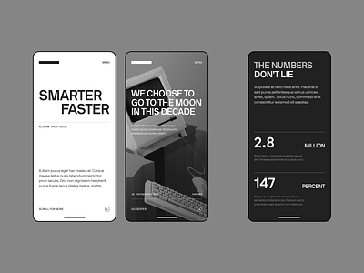 Mobile Mid-Fi Exploration black and white editorial exploration landing page mobile typography web web design website wireframe