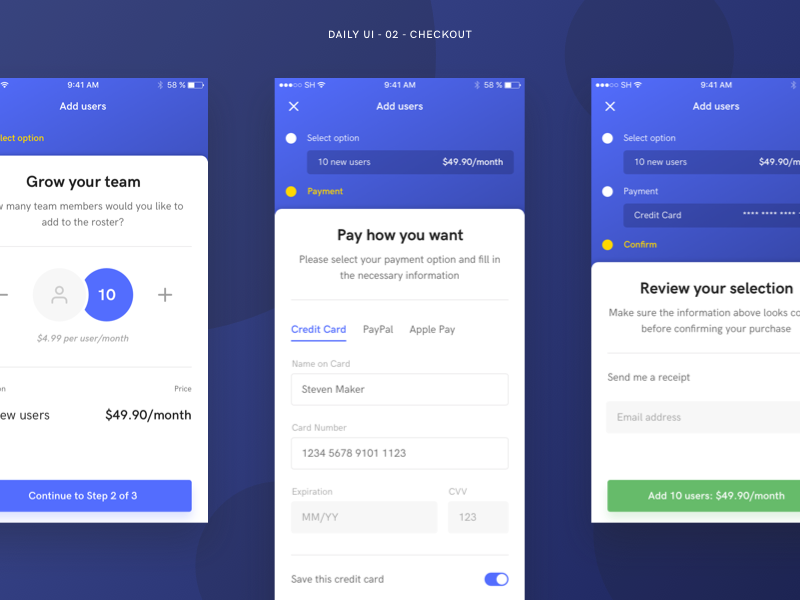 Daily UI 02 - Checkout by Steven Hanley on Dribbble