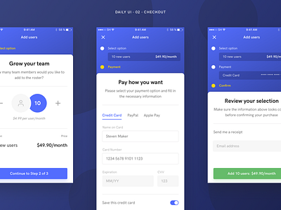 Daily UI 02 - Checkout add user checkout daily ui mobile payment ui