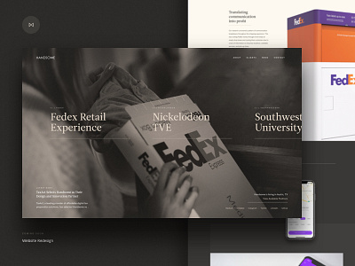 Handsome.is Redesign - Coming Soon agency case study fedex handsome navigation portfolio redesign web design website