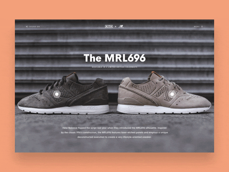 KITH x New Balance Interaction concept gallery interaction landing page new balance shoes ui