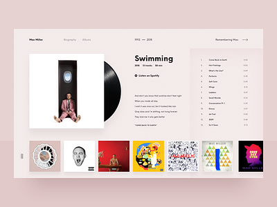 Mac Miller Concept | RIP album mac music music app pink player spotify web design website