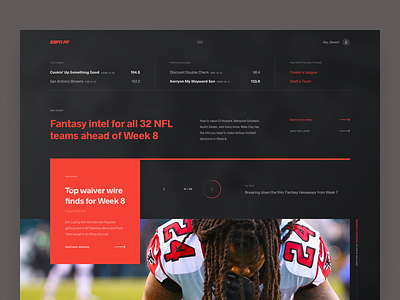 ESPN Fantasy Football | Exploration app espn fantasy fantasy football football grid layout news sports ui web web design
