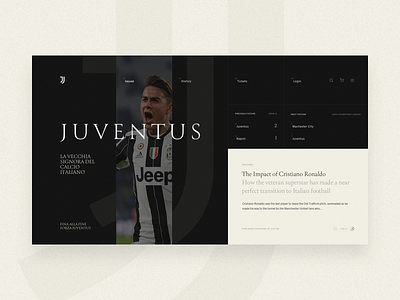 Juventus | Landing Page Concept football grid landing page menu soccer sports ui web design website