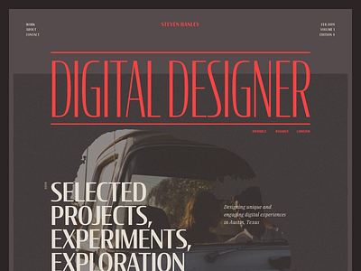 Portfolio Exploration | Zine Cover contact cover editorial magazine portfolio print type typography web design website