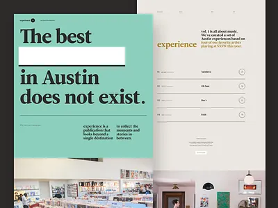 experience | Volume 1 austin editorial experience landing page magazine music newspaper publication sxsw web design