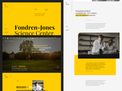 Fondren-Jones Science Center | Exploration dark editorial education gold landing page layout school science typography ui university web design website yellow