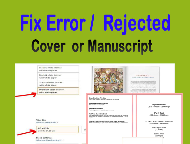 graphicdesin756 Fix error or Rejected Book Cover amazon amazon kindle book cover children book cover design editor error error cover fix book cover fix error fix format formatting graphic design illustration kdp kdp book publishing manuscript paperback error resize