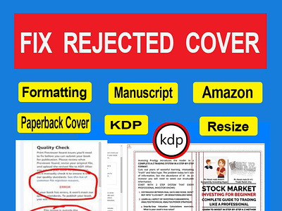 I will fix rejected book cover, manuscript formatting modify