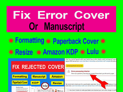 I will fix book cover, manuscript formatting for amazon KDP modify