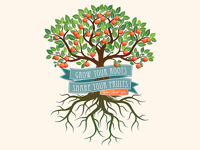 Grow Your Roots, Share Your Fruits illustration logo vector