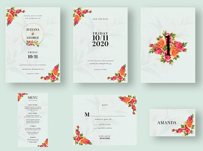 Wedding Card Set branding clean creative creativity design elegant graphic design illustration menu card minimalist modern suite typography wedding wedding card wedding suite