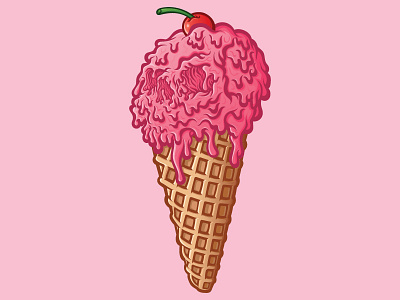 Ice Cream Skull board art digital art ice cream illustration illustrator skateboard skull vector
