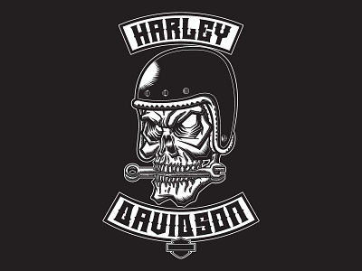 Harley Davidson Cafe Racer Skull art bikes harley illustration motorcycle poster design skull vector vector illustration